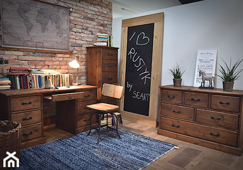 Rustyk - Średnie w osobnym pomieszczeniu białe biuro, styl rustykalny - zdjęcie od SEART.PL