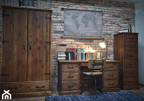 Rustyk - Średnie brązowe szare biuro, styl rustykalny - zdjęcie od SEART.PL