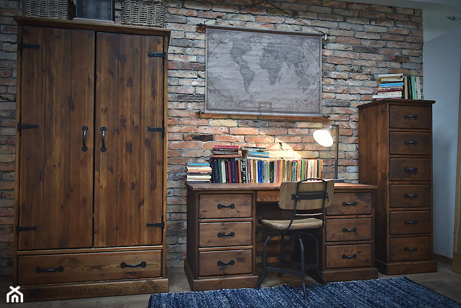 Rustyk - Średnie brązowe szare biuro, styl rustykalny - zdjęcie od SEART.PL