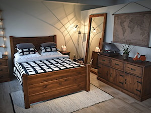 Rustyk - Mała szara sypialnia, styl rustykalny - zdjęcie od SEART.PL