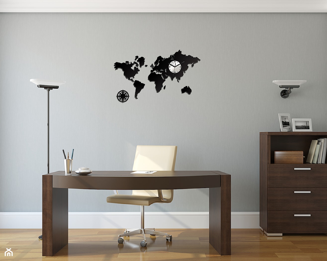 Zegar ścienny WORLD Mapa Świata - zdjęcie od Modern-Clock - Homebook