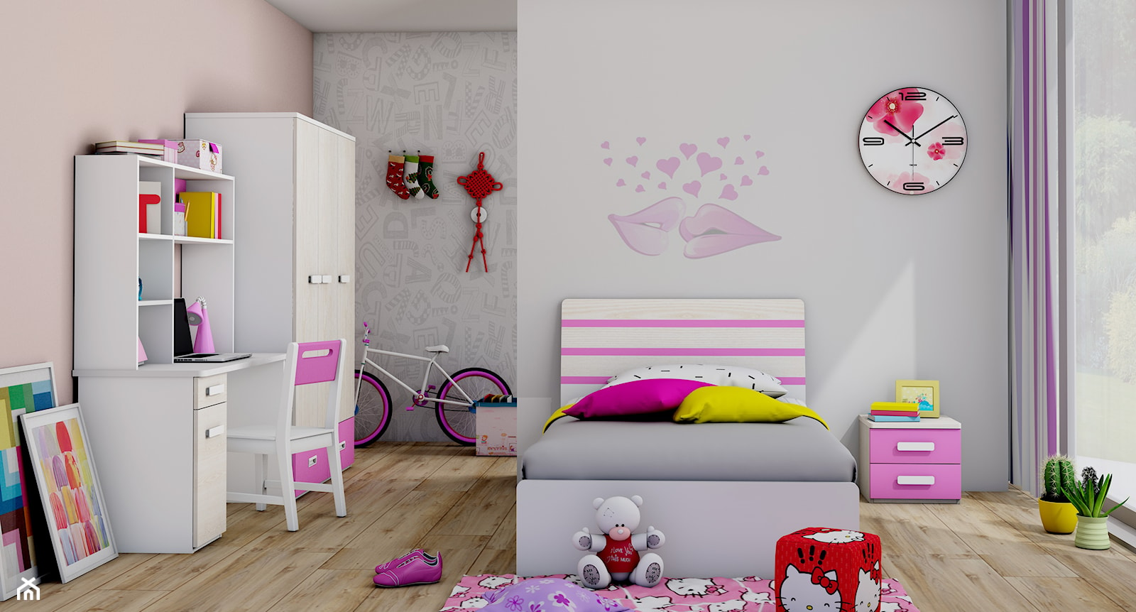 Aranżacja różowego pokoju dla dziewczynki - zdjęcie od Elies.pl - Homebook