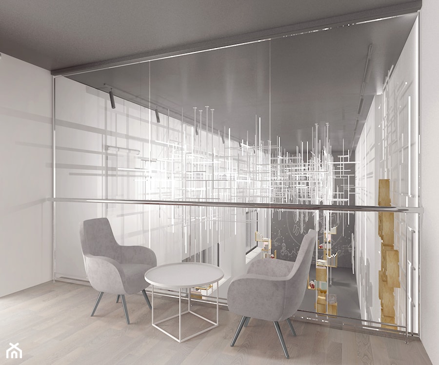 Małe szare biuro, styl minimalistyczny - zdjęcie od Alina Shevchenko Interiors