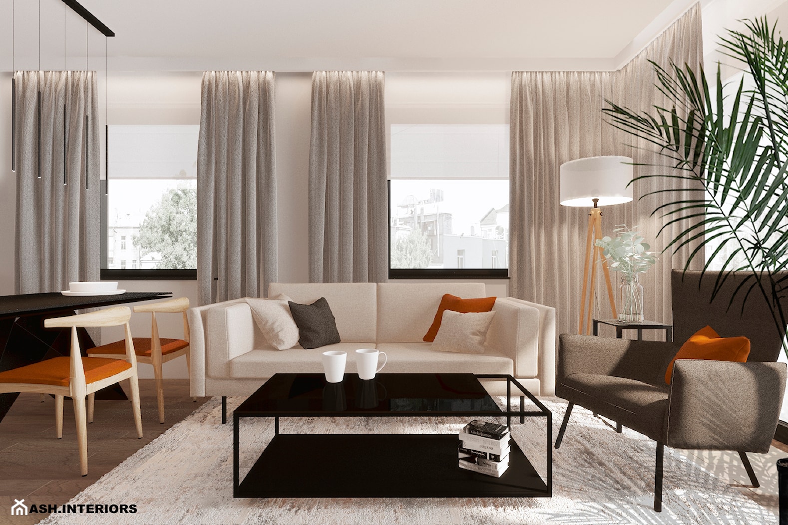 Salon w minimalistycznym stylu - zdjęcie od Alina Shevchenko Interiors - Homebook