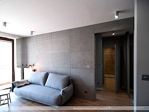 Mieszkanie Twardowskiego - Mały szary salon, styl nowoczesny - zdjęcie od magda jagannathan pracownia projektowa JAGANNA