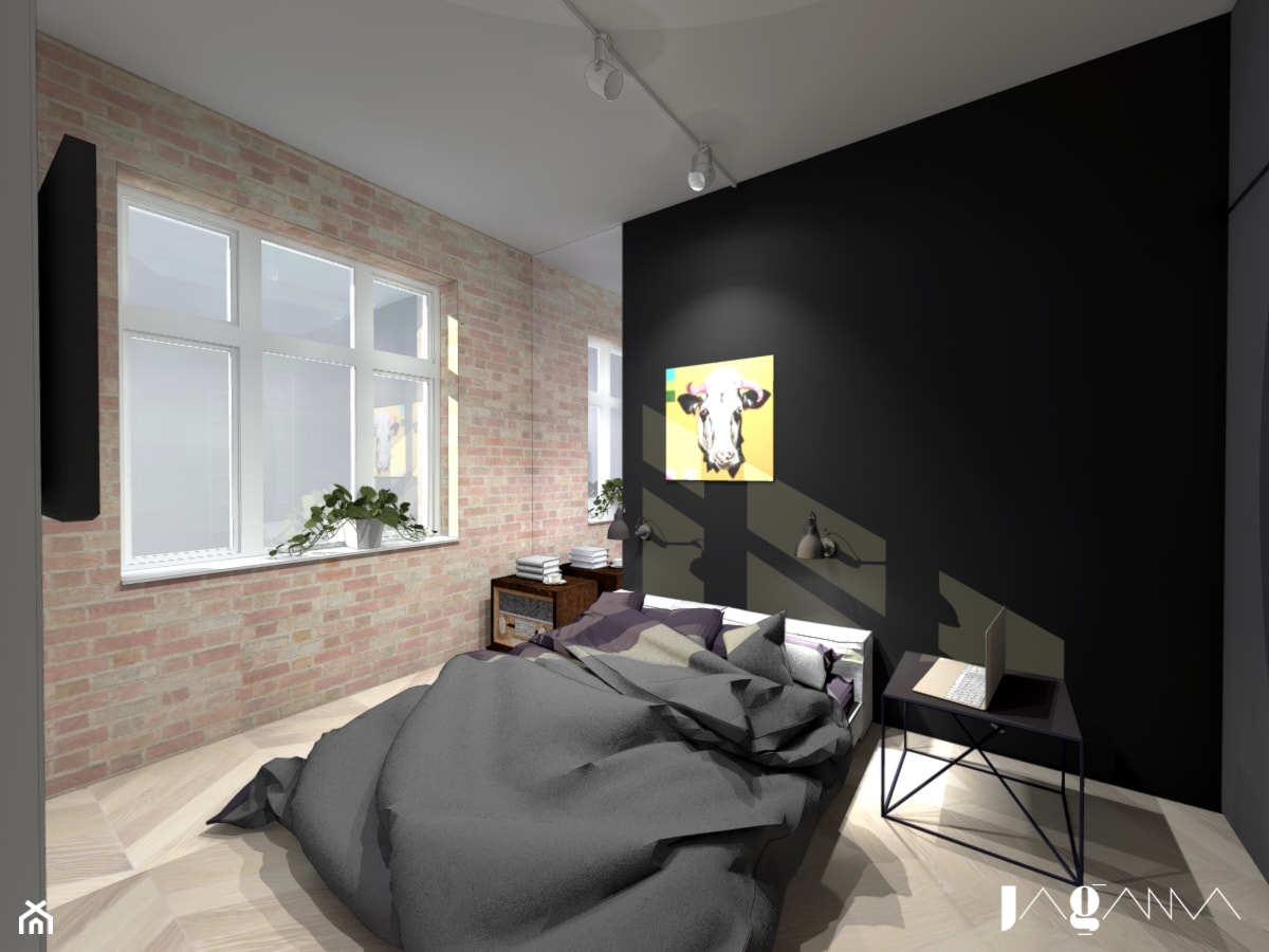 Mieszkanie w starej kamienicy - Średnia czarna z biurkiem sypialnia, styl nowoczesny - zdjęcie od magda jagannathan pracownia projektowa JAGANNA - Homebook