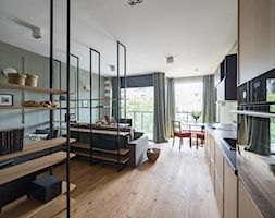 Mieszkanie_32m2 - Żoliborz - Średni szary salon z kuchnią z jadalnią, styl nowoczesny - zdjęcie od MPROJEKT Architektura Wnętrz - Homebook
