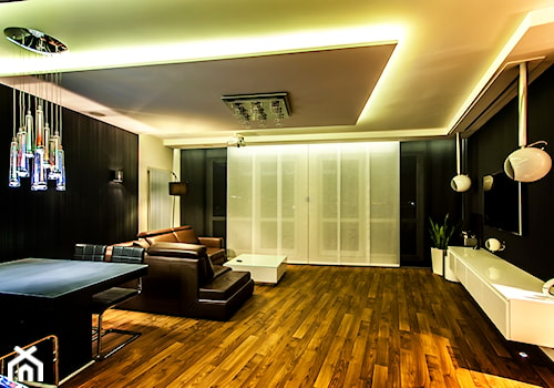 APARTAMENT RODZINNY GDAŃSK - Średni czarny salon z jadalnią, styl nowoczesny - zdjęcie od STUDIO FORMA