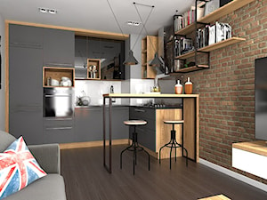 Industrialny salon z kuchnią - zdjęcie od Malee - Projektowanie z pasją