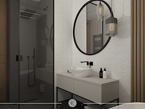 SKANDYNAWSKI MINIMALIZM. - Średnia bez okna z lustrem łazienka, styl skandynawski - zdjęcie od KWojciechowska Studio