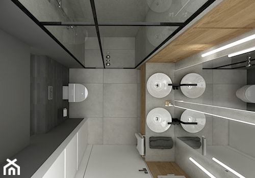 MĘSKI MINIMALIZM. - Mała bez okna z dwoma umywalkami łazienka, styl minimalistyczny - zdjęcie od KWojciechowska Studio
