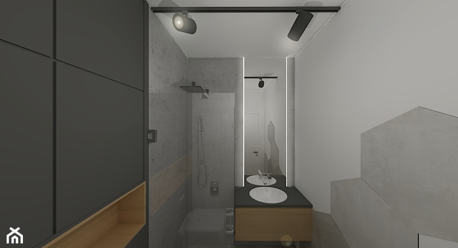 DĘBOWA WOLA. - Mała bez okna z punktowym oświetleniem łazienka, styl minimalistyczny - zdjęcie od KWojciechowska Studio