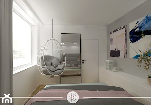 PASTELOWY APARTAMENT. - Średnia biała szara sypialnia, styl skandynawski - zdjęcie od KWojciechowska Studio