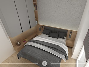 ANTRACYTOWA ELEGANCJA. - Mała biała szara sypialnia, styl minimalistyczny - zdjęcie od KWojciechowska Studio