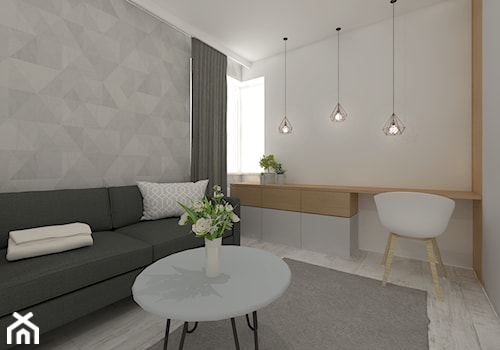 DĘBOWA WOLA. - Średnia biała z biurkiem sypialnia, styl skandynawski - zdjęcie od KWojciechowska Studio