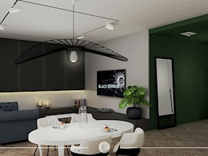 KLASYCZNA ELEGANCJA. - Średni szary zielony salon z jadalnią, styl tradycyjny - zdjęcie od KWojciechowska Studio