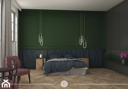 KLASYCZNA ELEGANCJA. - Duża czarna zielona sypialnia, styl tradycyjny - zdjęcie od KWojciechowska Studio