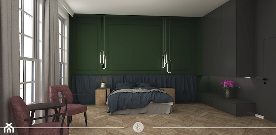 KLASYCZNA ELEGANCJA. - Duża czarna zielona sypialnia, styl tradycyjny - zdjęcie od KWojciechowska Studio
