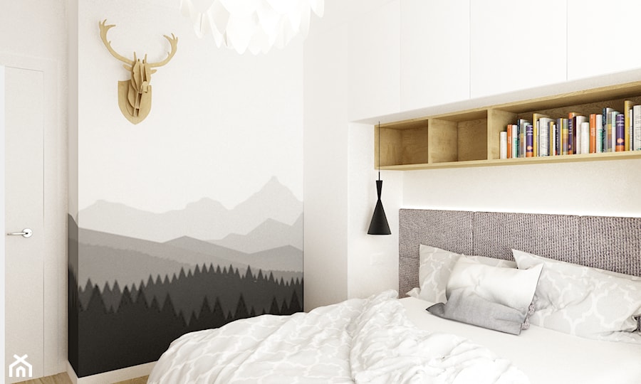 mieszkanie 50m2 w warszawie - Średnia biała sypialnia, styl skandynawski - zdjęcie od Grafika i Projekt architektura wnętrz