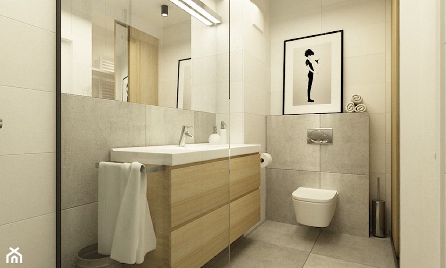 łazienki w stylu skandynawskim - Mała łazienka, styl skandynawski - zdjęcie od Grafika i Projekt architektura wnętrz