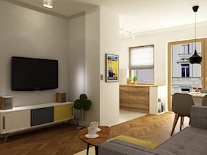 48 m2 mieszkanie Wilanów - minimalizm z kolorem - Salon, styl minimalistyczny - zdjęcie od Grafika i Projekt architektura wnętrz