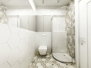łazienki w stylu skandynawskim - Mała bez okna z lustrem z punktowym oświetleniem łazienka, styl skandynawski - zdjęcie od Grafika i Projekt architektura wnętrz
