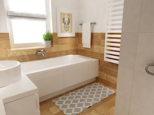 łazienki w stylu skandynawskim - Mała na poddaszu łazienka z oknem, styl nowoczesny - zdjęcie od Grafika i Projekt architektura wnętrz