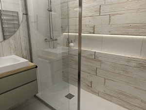 Pastelowe 48m2 - Mała bez okna łazienka, styl skandynawski - zdjęcie od Grafika i Projekt architektura wnętrz