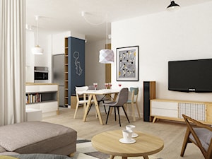 mieszkanie 68m2 w stylu duńskim - Średnia biała jadalnia w salonie, styl skandynawski - zdjęcie od Grafika i Projekt architektura wnętrz
