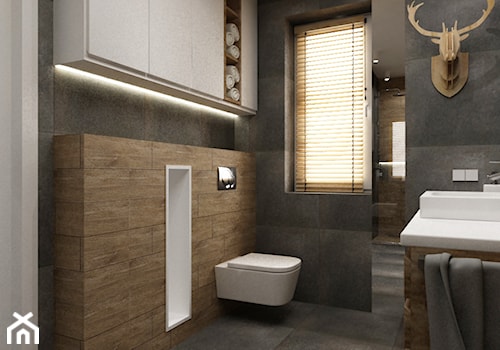 łazienki w stylu skandynawskim - Mała łazienka z oknem, styl minimalistyczny - zdjęcie od Grafika i Projekt architektura wnętrz