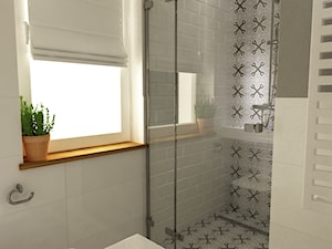 łazienki w stylu skandynawskim - Mała łazienka z oknem, styl skandynawski - zdjęcie od Grafika i Projekt architektura wnętrz