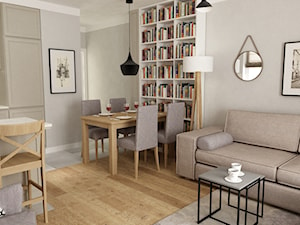 projekty pojedynczych pomieszczeń - Mały szary salon z kuchnią z jadalnią, styl nowoczesny - zdjęcie od Grafika i Projekt architektura wnętrz