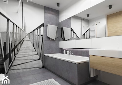 łazienki w stylu skandynawskim - Średnia bez okna z lustrem z punktowym oświetleniem łazienka, styl nowoczesny - zdjęcie od Grafika i Projekt architektura wnętrz