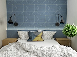 Pastelowe 48m2 - Mała biała niebieska sypialnia, styl skandynawski - zdjęcie od Grafika i Projekt architektura wnętrz