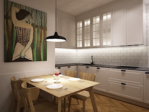 salon z kuchnia w stylu boho - Kuchnia - zdjęcie od Grafika i Projekt architektura wnętrz