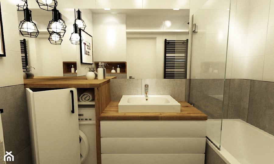 metamorfoza łazienki 4 m2 w trakcie realizacji - Mała z pralką / suszarką łazienka, styl skandynawski - zdjęcie od Grafika i Projekt architektura wnętrz