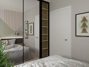 48m2 ciepły design - Mała szara sypialnia, styl nowoczesny - zdjęcie od Grafika i Projekt architektura wnętrz