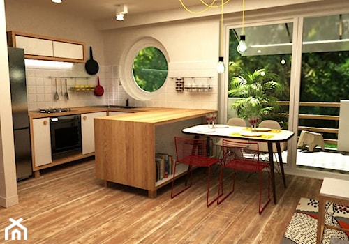 salon z kuchnią - zdjęcie od Grafika i Projekt architektura wnętrz