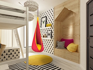 pokój dziecięcy - Średni biały czarny pokój dziecka dla dziecka dla dziewczynki, styl skandynawski - zdjęcie od Grafika i Projekt architektura wnętrz