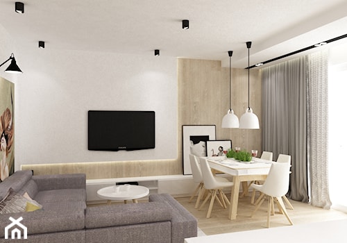mieszkanie w bieli - Średnia beżowa biała jadalnia w salonie, styl minimalistyczny - zdjęcie od Grafika i Projekt architektura wnętrz