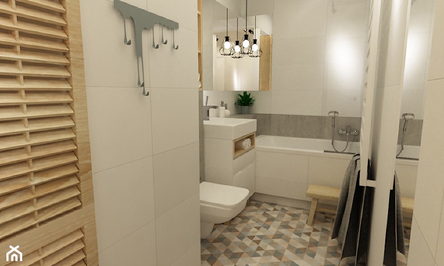 41 m2 pastelowe - Mała bez okna łazienka, styl skandynawski - zdjęcie od Grafika i Projekt architektura wnętrz