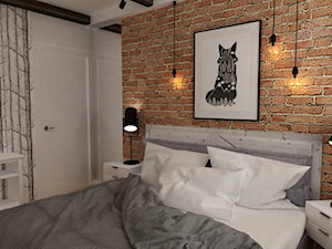 projekty pojedynczych pomieszczeń - Średnia biała sypialnia, styl skandynawski - zdjęcie od Grafika i Projekt architektura wnętrz