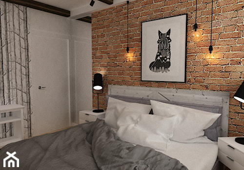projekty pojedynczych pomieszczeń - Średnia biała sypialnia, styl skandynawski - zdjęcie od Grafika i Projekt architektura wnętrz
