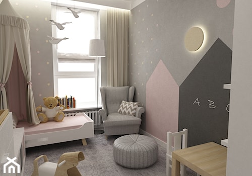 pokój dziecięcy - Średni szary pokój dziecka dla dziecka dla nastolatka dla dziewczynki, styl skandynawski - zdjęcie od Grafika i Projekt architektura wnętrz