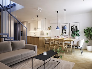 mieszkanie dwu poziomowe z niebieską klatka schodową - Jadalnia, styl nowoczesny - zdjęcie od Grafika i Projekt architektura wnętrz