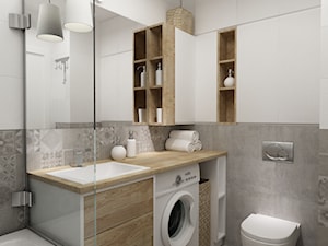 łazienki w stylu skandynawskim - Średnia bez okna z pralką / suszarką łazienka, styl nowoczesny - zdjęcie od Grafika i Projekt architektura wnętrz