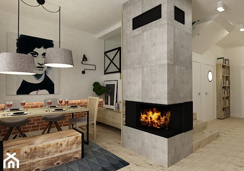 Dom Falenica 150 m2 styl nowoczesny - Średnia szara jadalnia w salonie, styl nowoczesny - zdjęcie od Grafika i Projekt architektura wnętrz