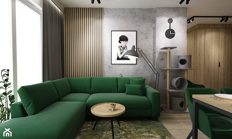 50m2 w styli loft - Salon, styl industrialny - zdjęcie od Grafika i Projekt architektura wnętrz