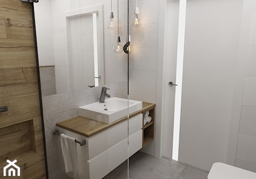 mieszkanie 50m2 w warszawie - Mała bez okna łazienka, styl skandynawski - zdjęcie od Grafika i Projekt architektura wnętrz