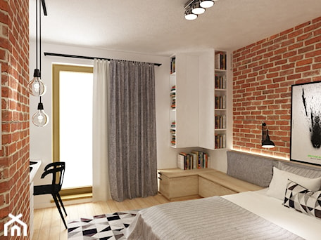 Aranżacje wnętrz - Sypialnia: Apartament w Warszawie 90 m2 starzona cegła styl industrialny loft - Sypialnia, styl industrialny - Grafika i Projekt architektura wnętrz. Przeglądaj, dodawaj i zapisuj najlepsze zdjęcia, pomysły i inspiracje designerskie. W bazie mamy już prawie milion fotografii!